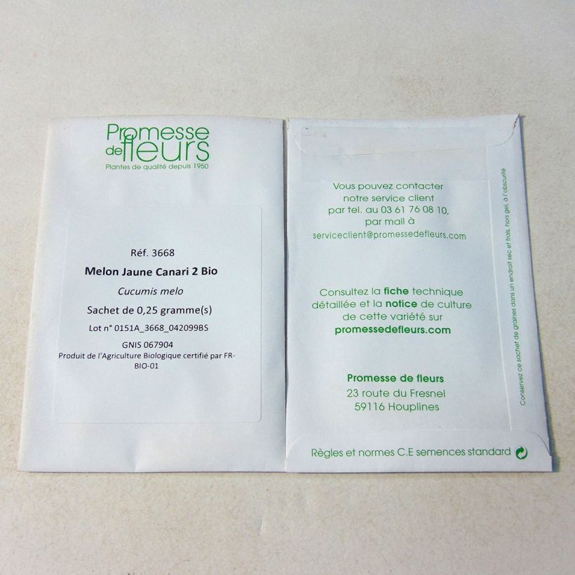 Ejemplo de ejemplar de Melón Canari 2 saco de 8 semillas (0.25g) tal y como se entrega
