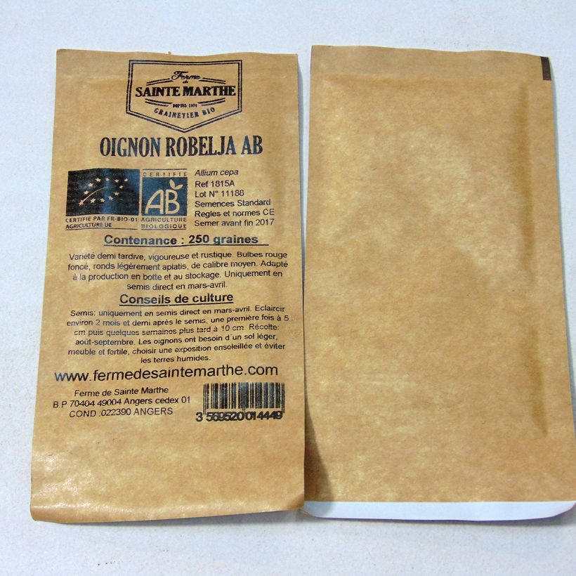 Ejemplo de ejemplar de Cebolla Robelja saco de 250 semillas tal y como se entrega