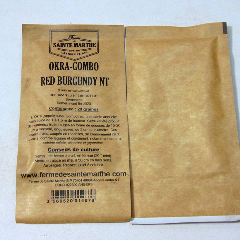 Ejemplo de ejemplar de Okra Red Burgundy - Hibiscus esculentus saco de 20 semillas (1g) tal y como se entrega