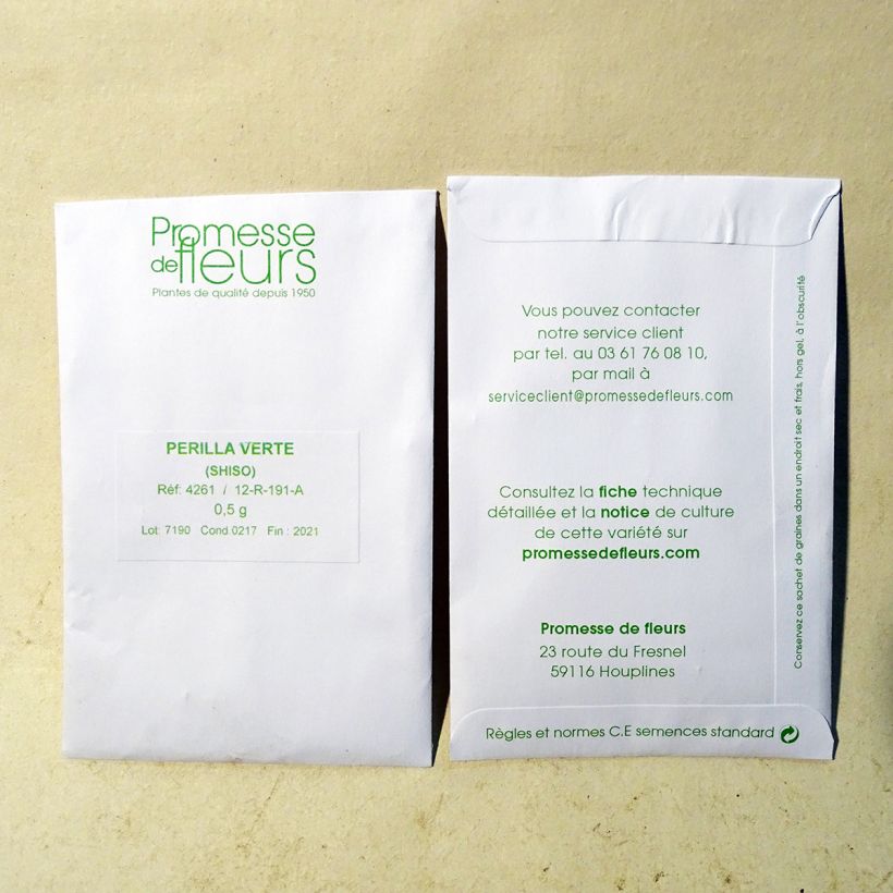 Ejemplo de ejemplar de Perilla verde saco de 350 semillas (0,5g) tal y como se entrega