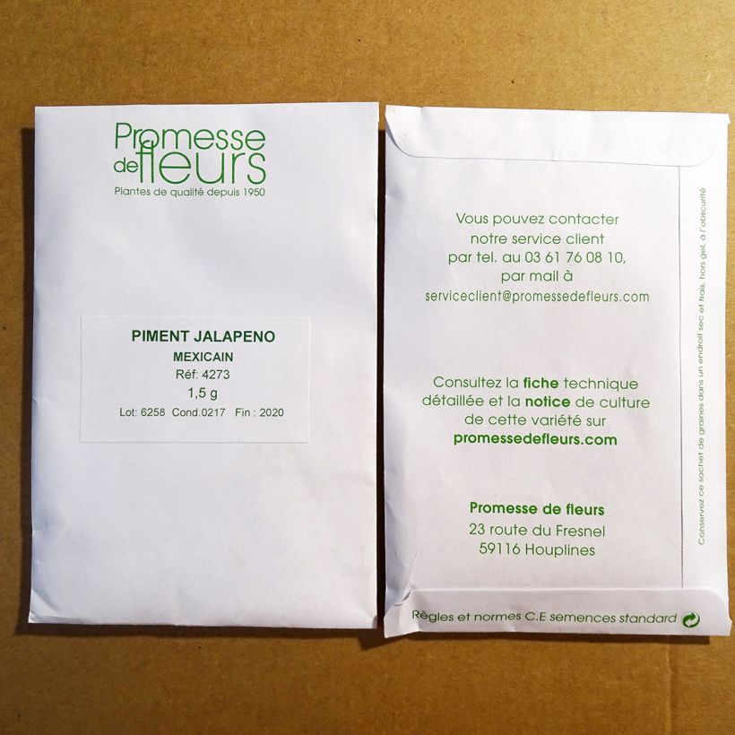 Ejemplo de ejemplar de Pimienta Jalapeno saco de 180 semillas (1,5g) tal y como se entrega
