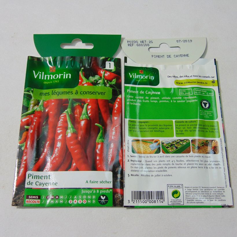 Ejemplo de ejemplar de Pimienta de Cayenne saco de 240 semillas (2g) tal y como se entrega