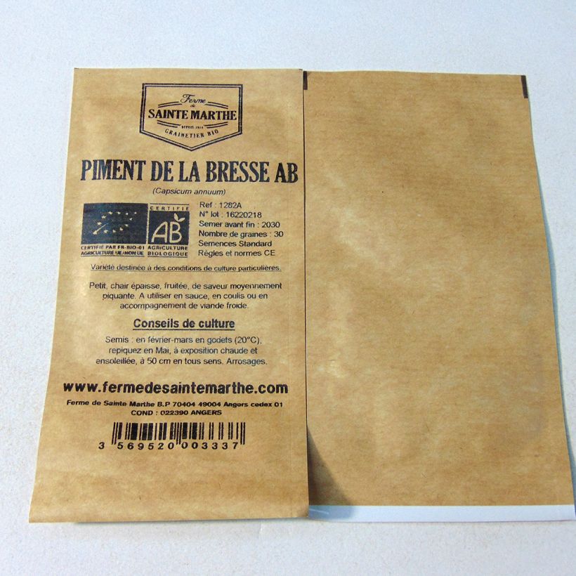 Ejemplo de ejemplar de Pimienta de Cayena La Bresse saco de 30 semillas (Sachet de 30 grainesg) tal y como se entrega