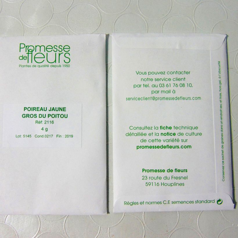 Ejemplo de ejemplar de Puerro amarillo gros du Poitou saco de 1000 semillas (4g) tal y como se entrega