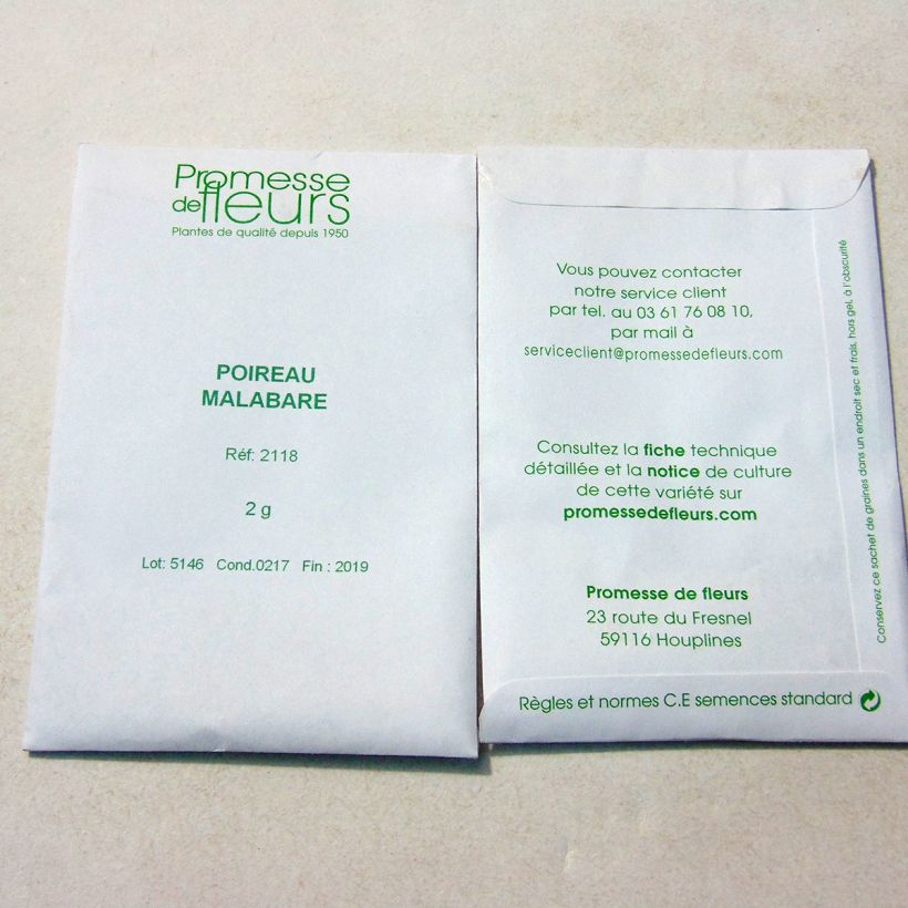 Ejemplo de ejemplar de Puerro Malabare saco de 500 semillas (2g) tal y como se entrega