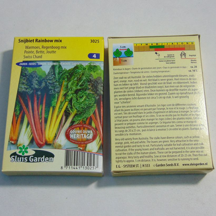 Ejemplo de ejemplar de Acelga Rainbow mix saco de 400 semillas (15g) tal y como se entrega