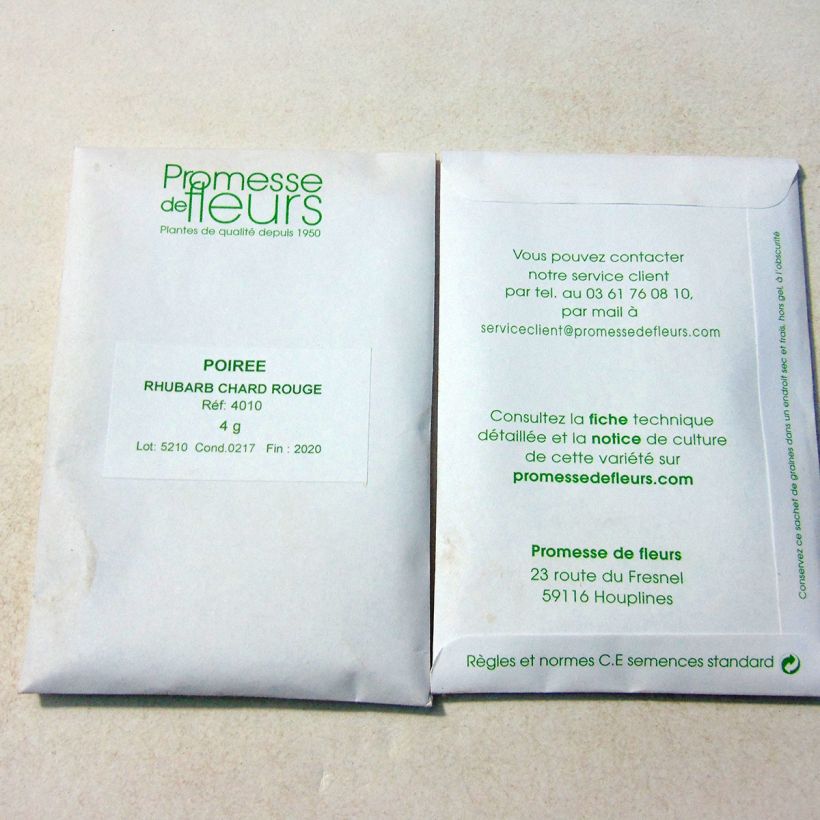 Ejemplo de ejemplar de Acelga Rhubarb Chard saco de 150 semillas (4g) tal y como se entrega