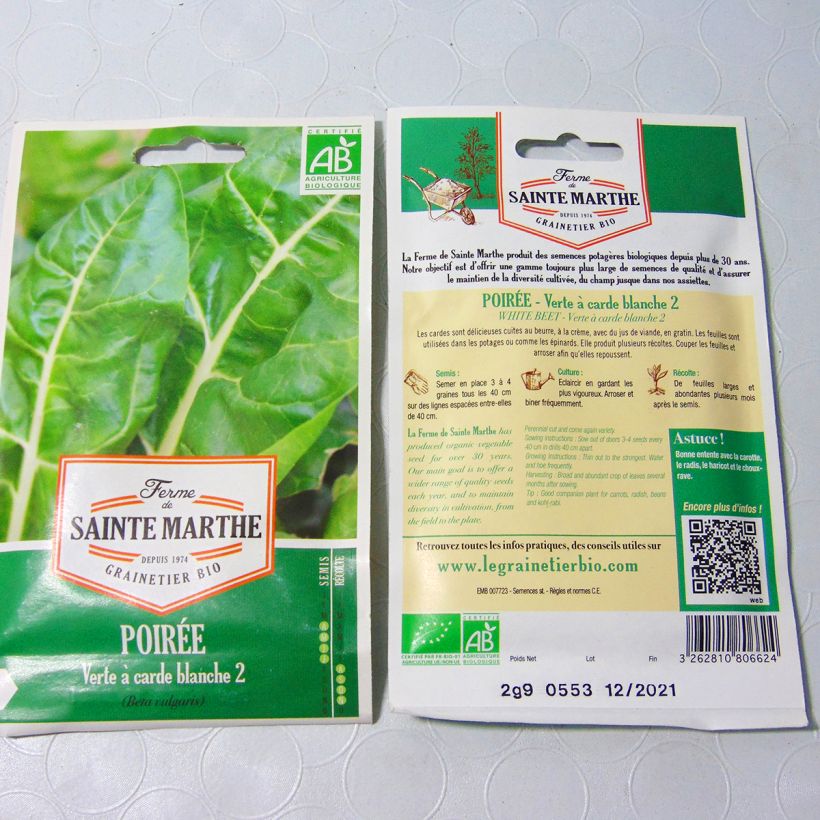 Ejemplo de ejemplar de Acelga Blanca 2 saco de 150 semillas (2.9g) tal y como se entrega