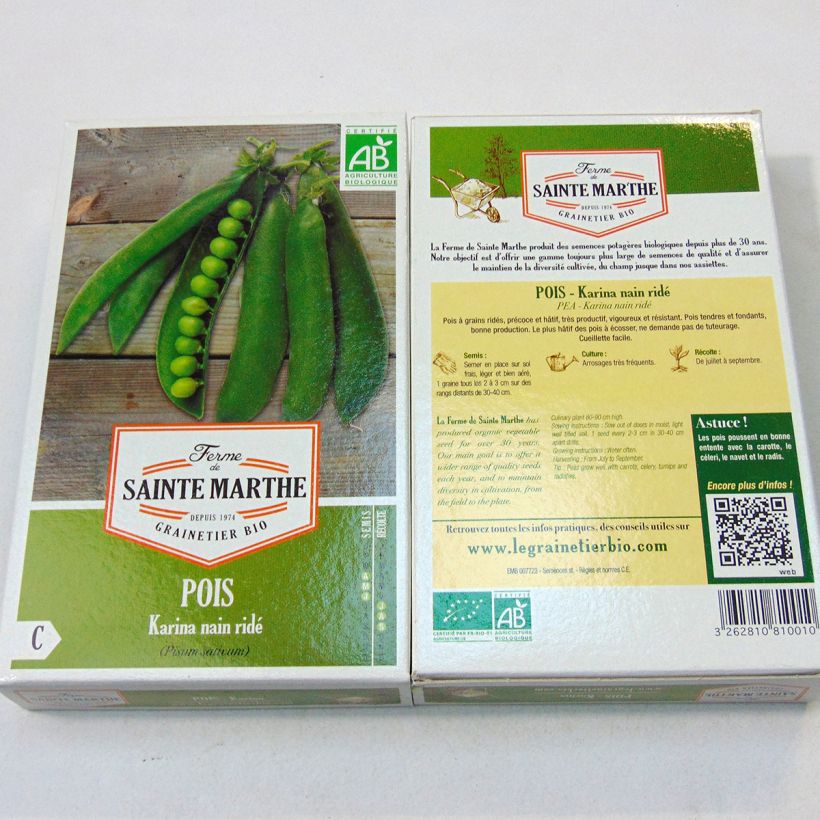 Ejemplo de ejemplar de Guisantes verdes Karina saco de 240 semillas (80g) tal y como se entrega