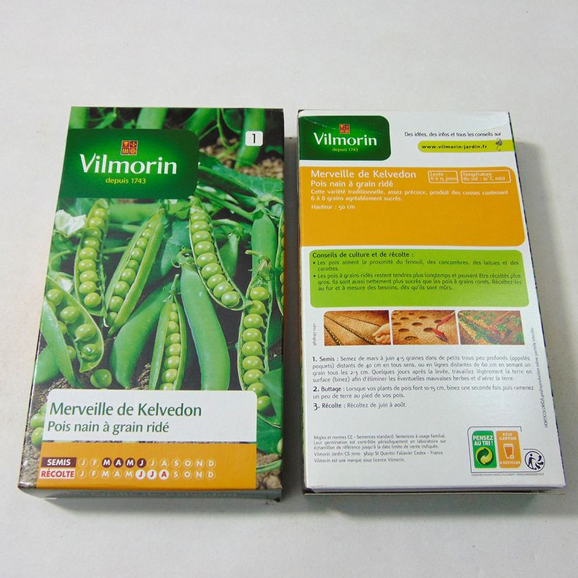 Ejemplo de ejemplar de Guisantes verdes Merveille de Kelvedon - Vilmorin saco de 750 semillas (250g) tal y como se entrega
