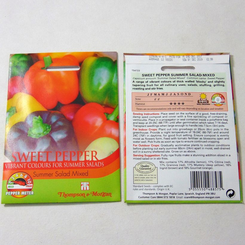 Ejemplo de ejemplar de Pimiento Summer Salad Mixed saco de 14 semillas tal y como se entrega