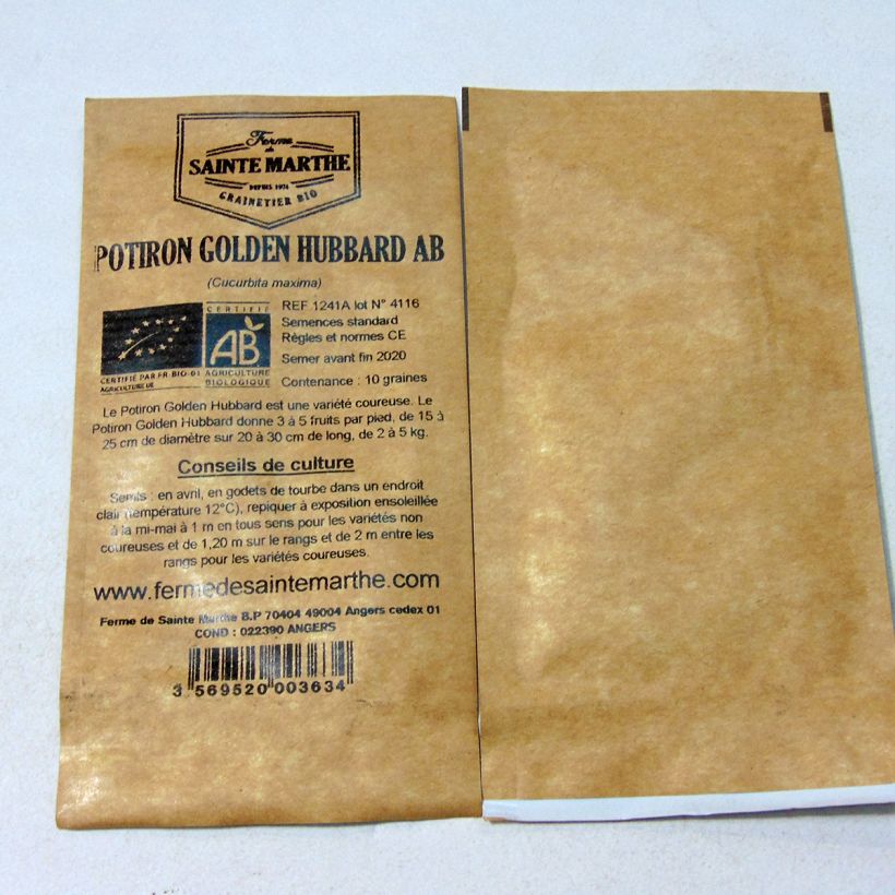 Ejemplo de ejemplar de Calabaza Golden Hubbard saco de 10 semillas (2g) tal y como se entrega