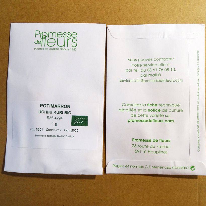 Ejemplo de ejemplar de Calabaza Uchiki-Kuri Bio saco de 10 ? 15 semillas (2g) tal y como se entrega