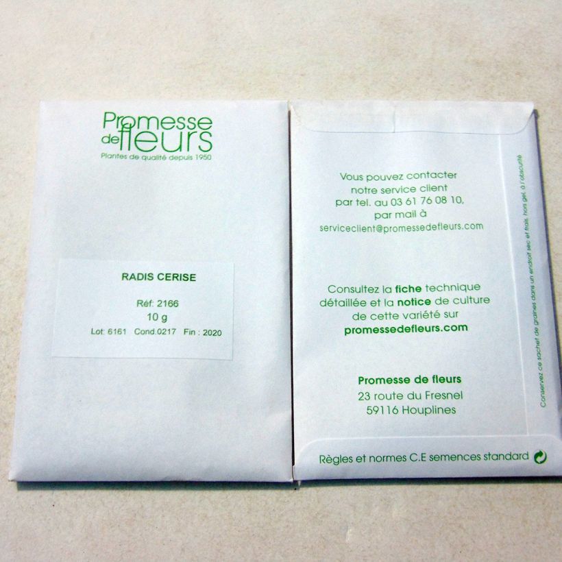 Ejemplo de ejemplar de Rábano sativus Cerise saco de 1000 semillas (10g) tal y como se entrega
