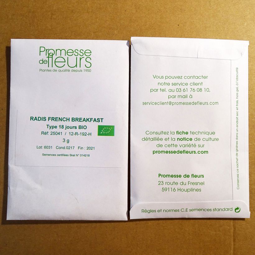 Ejemplo de ejemplar de Rábano Breakfast saco de 500 semillas (5g) tal y como se entrega