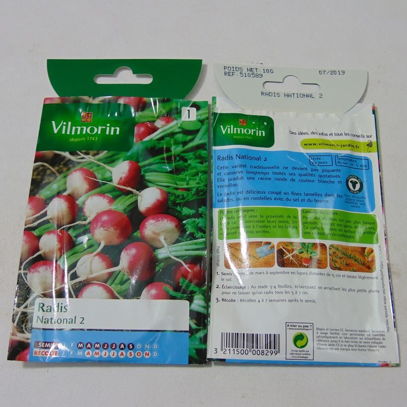 Ejemplo de ejemplar de Rábano National 2 saco de 800 semillas (10g) tal y como se entrega