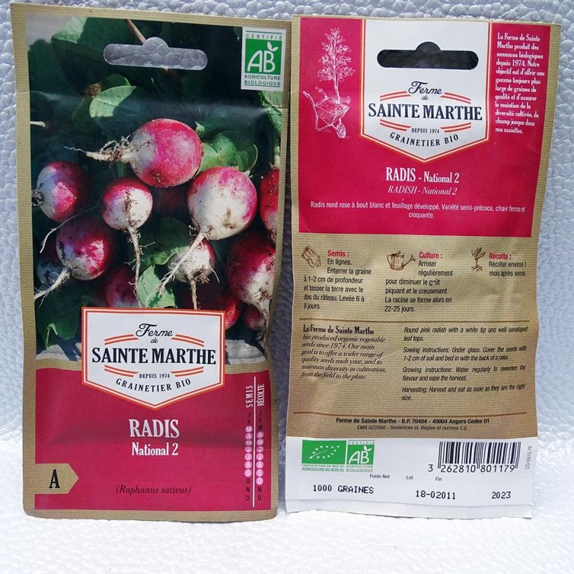 Ejemplo de ejemplar de Rábano rond rose à bout blanc 2 saco de 1000 semillas (8g) tal y como se entrega