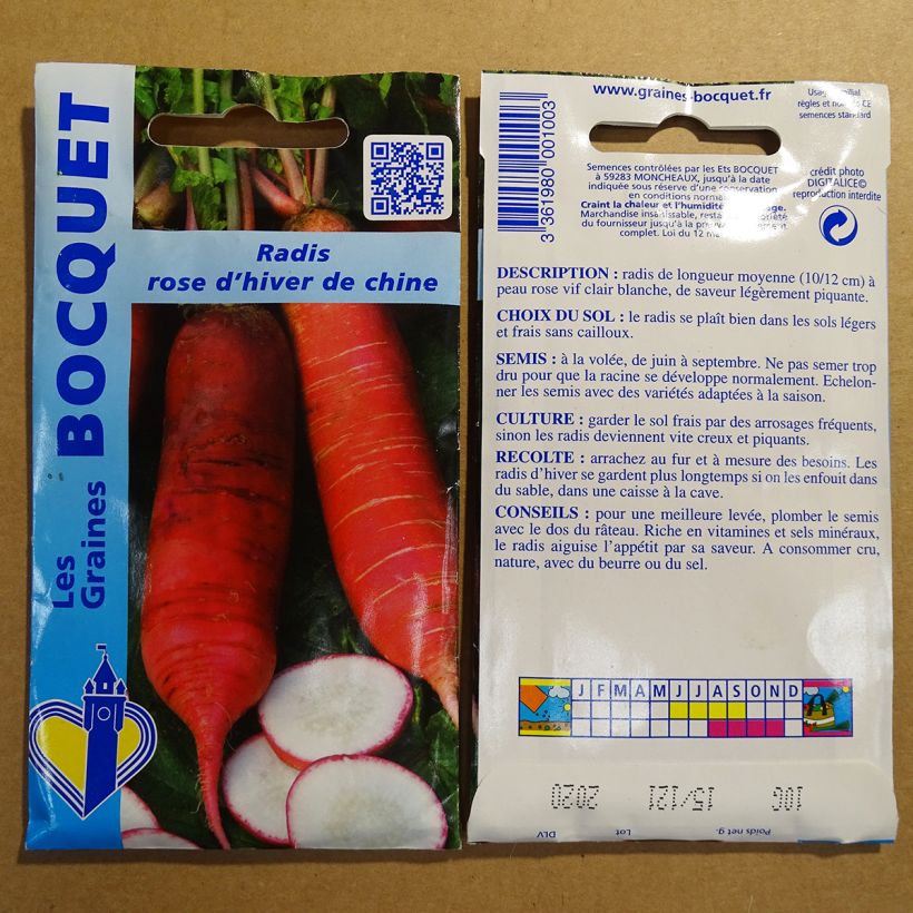 Ejemplo de ejemplar de Rábano Rose d'hiver de Chine saco de 800 semillas (10g) tal y como se entrega