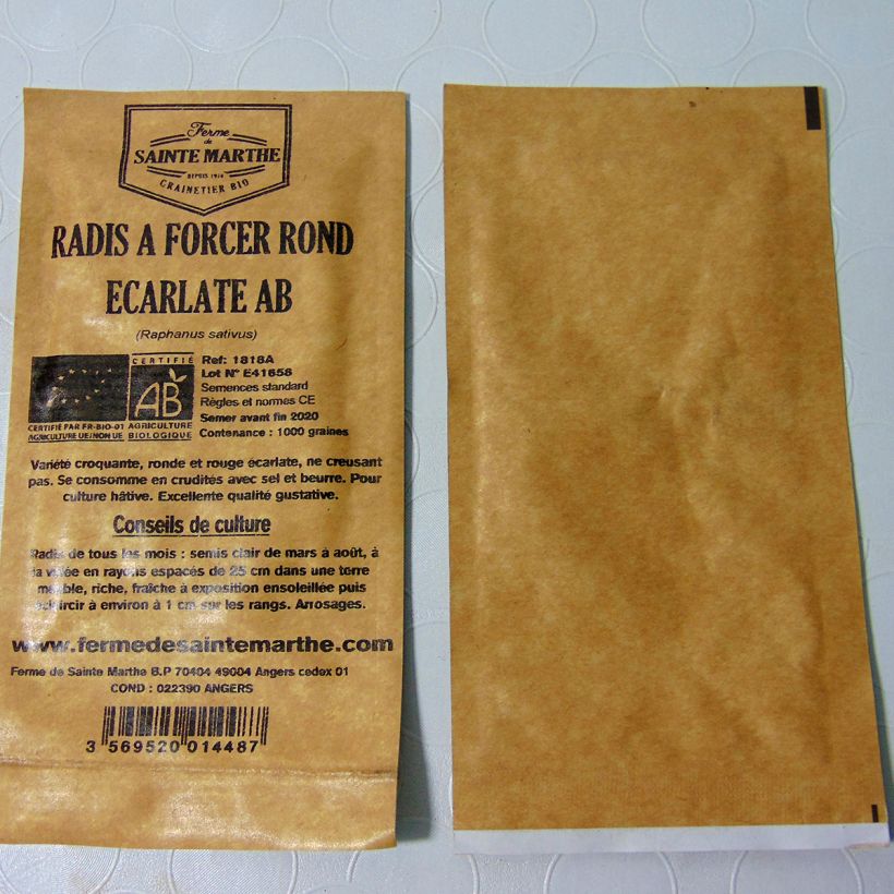 Ejemplo de ejemplar de Rábano redondo Bio - Ferme de Sainte Marthe saco de 1000 semillas (8g) tal y como se entrega
