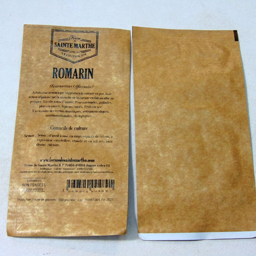 Ejemplo de ejemplar de Romero Bio - Ferme de Sainte Marthe saco de 150 semillas tal y como se entrega