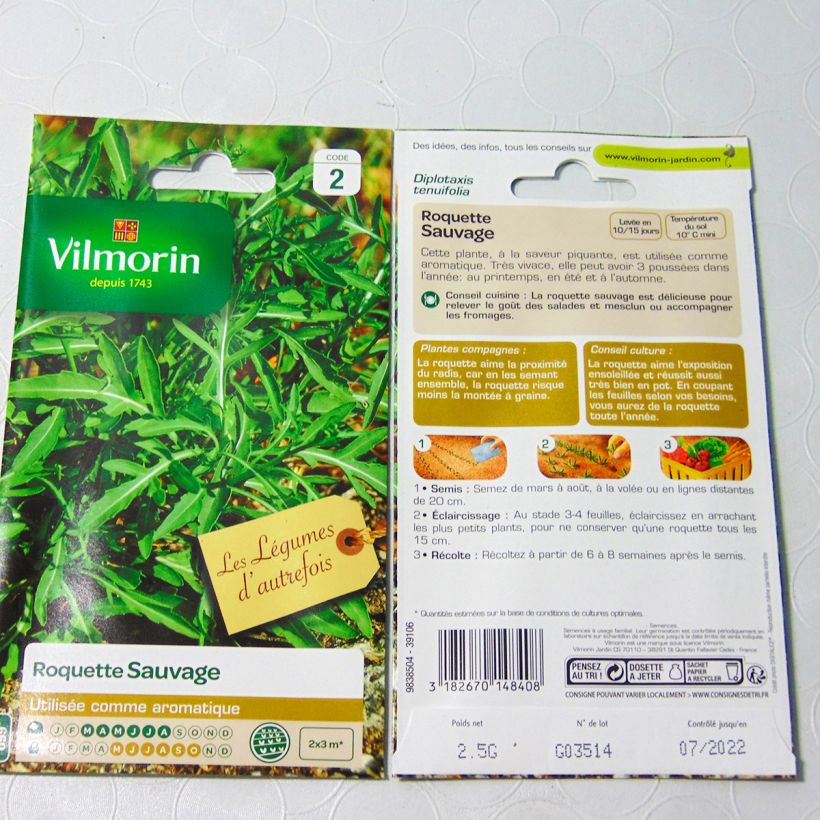 Ejemplo de ejemplar de Roqueta - Vilmorin saco de 1100 semillas (2g) tal y como se entrega