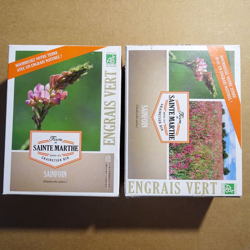 Ejemplo de ejemplar de Esparceta Bio - Ferme de Sainte Marthe - Onobrychis viciifolia saco de 200 gramos de semillas tal y como se entrega