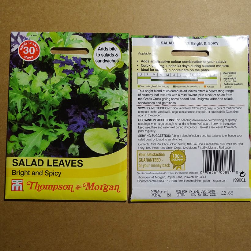Ejemplo de ejemplar de Mezclum Bright and Spicy saco de 1000 semillas tal y como se entrega