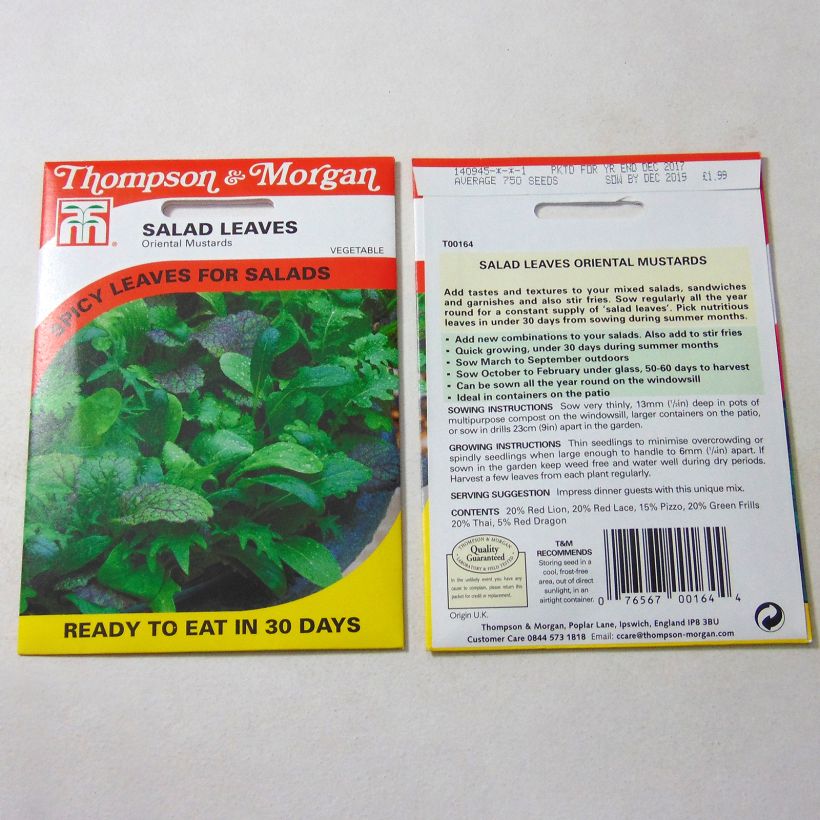 Ejemplo de ejemplar de Mostaza india Oriental Mustards saco de 2000 semillas tal y como se entrega