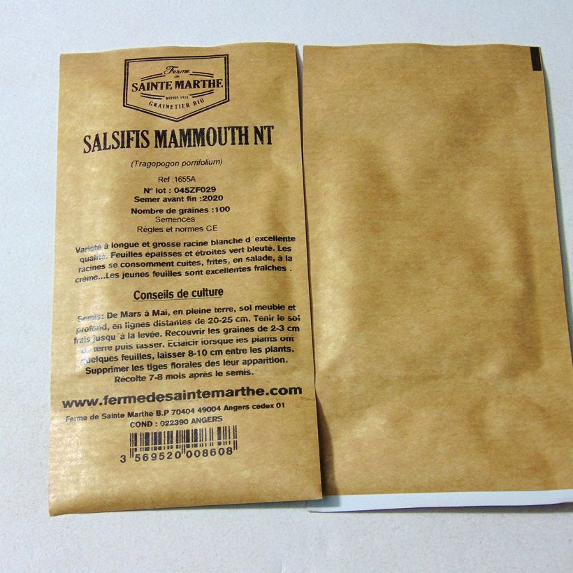 Ejemplo de ejemplar de Salsifí Mammouth - Ferme de Sainte Marthe saco de 100 semillas (1g) tal y como se entrega