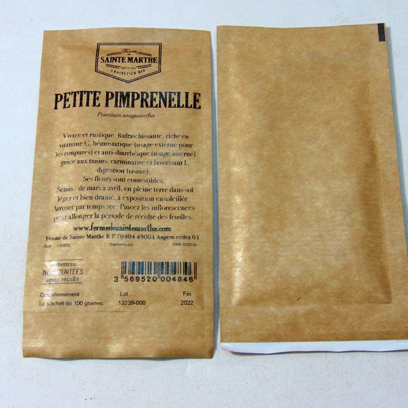 Ejemplo de ejemplar de Pimpinela Bio - Ferme de Sainte Marthe saco de 100 semillas tal y como se entrega