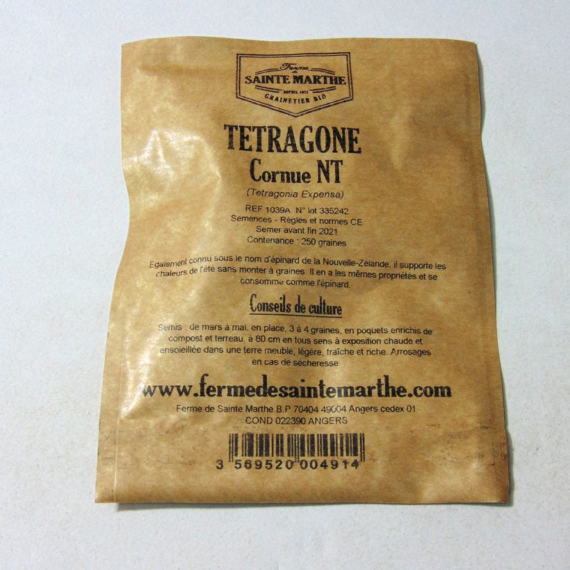 Ejemplo de ejemplar de Espinaca de Nueva Zelanda - Ferme de Sainte Marthe saco de 250 semillas (13g) tal y como se entrega