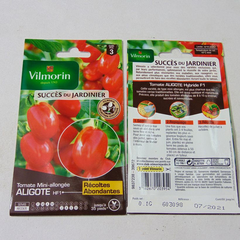 Ejemplo de ejemplar de Tomate Aligote F1 saco de 30 semillas (0,1g) tal y como se entrega