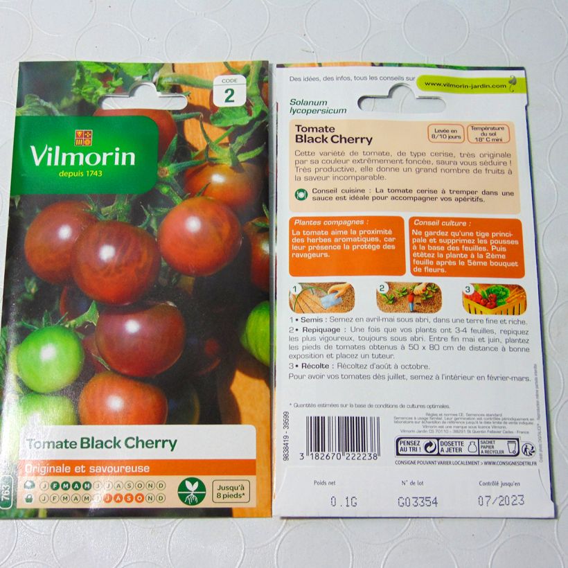 Ejemplo de ejemplar de Tomate cherri Black Cherry - Vilmorin saco de 30 semillas (0,1g) tal y como se entrega