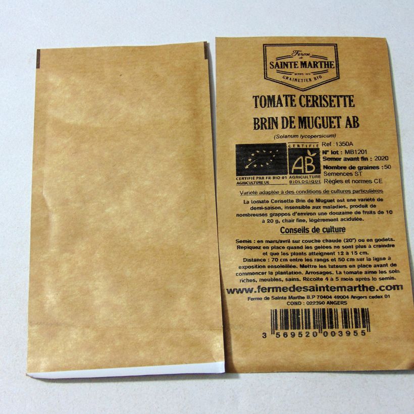 Ejemplo de ejemplar de Tomate cherri Brin de Muguet Bio - Ferme de Sainte Marthe saco de 50 semillas tal y como se entrega