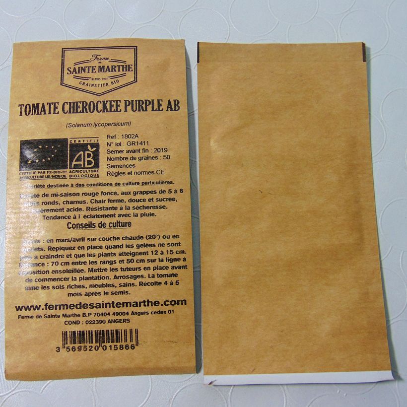 Ejemplo de ejemplar de Tomate Cherokee Purple Bio - Ferme de Sainte Marthe Graines tal y como se entrega