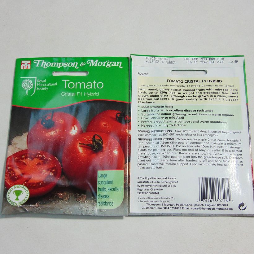 Ejemplo de ejemplar de Tomate Cristal saco de 8 semillas tal y como se entrega