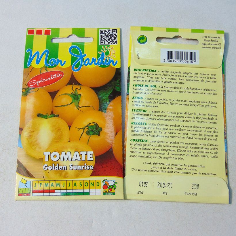 Ejemplo de ejemplar de Tomate Golden Sunshine saco de 60 semillas (0.2g) tal y como se entrega