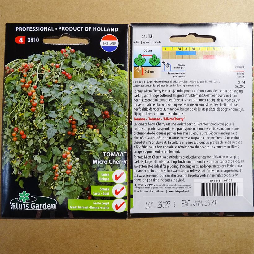 Ejemplo de ejemplar de Tomate Micro Cherry saco de 12 semillas tal y como se entrega