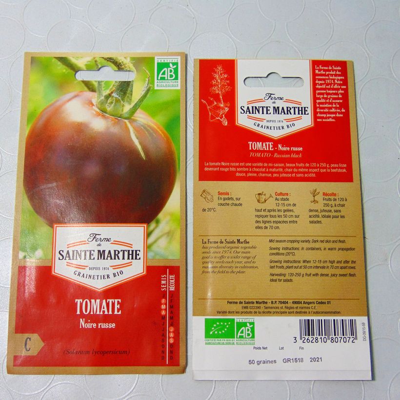Ejemplo de ejemplar de Tomate Noire Russe Bio - Ferme de Sainte Marthe Graines tal y como se entrega