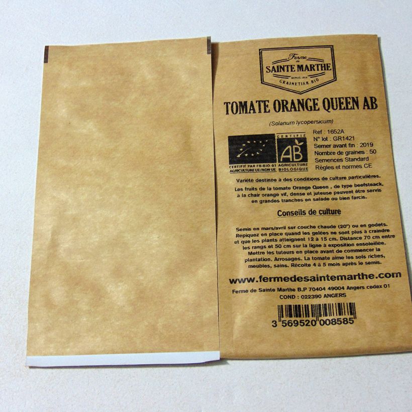 Ejemplo de ejemplar de Tomate Orange Queen Bio - Ferme de Sainte Marthe saco de 50 semillas tal y como se entrega