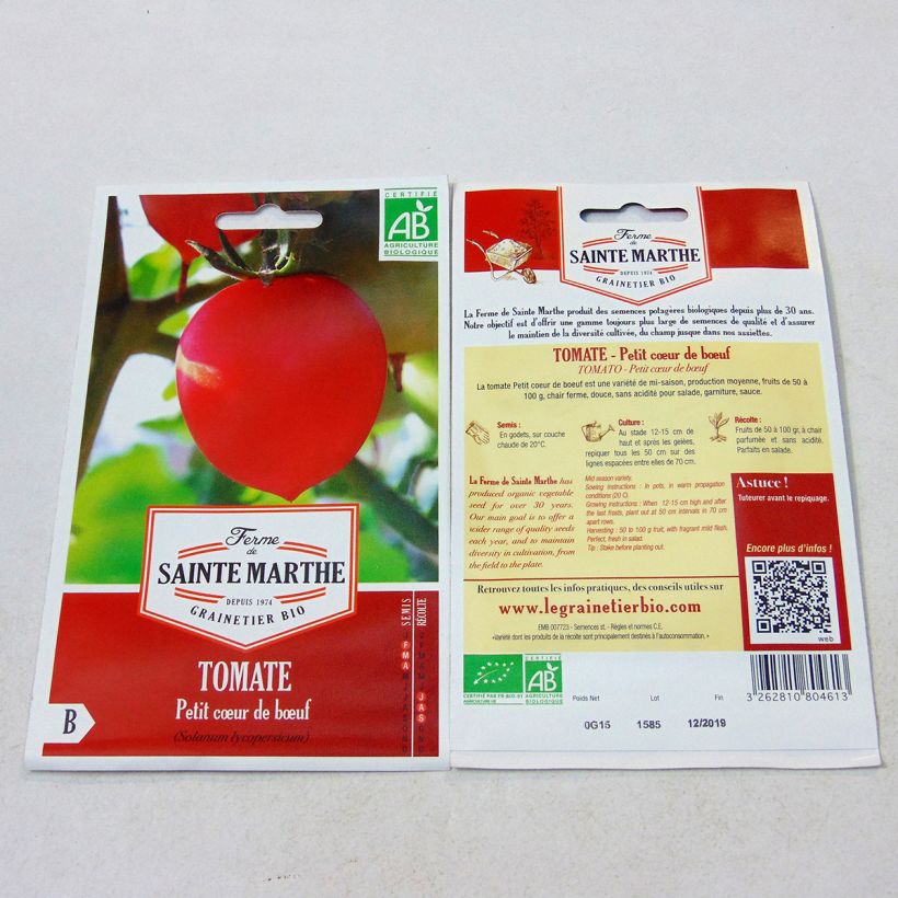 Ejemplo de ejemplar de Tomate Petit Coeur De Boeuf saco de 50 semillas tal y como se entrega