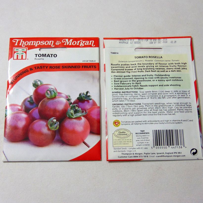 Ejemplo de ejemplar de Tomate Rosella saco de 12 semillas tal y como se entrega