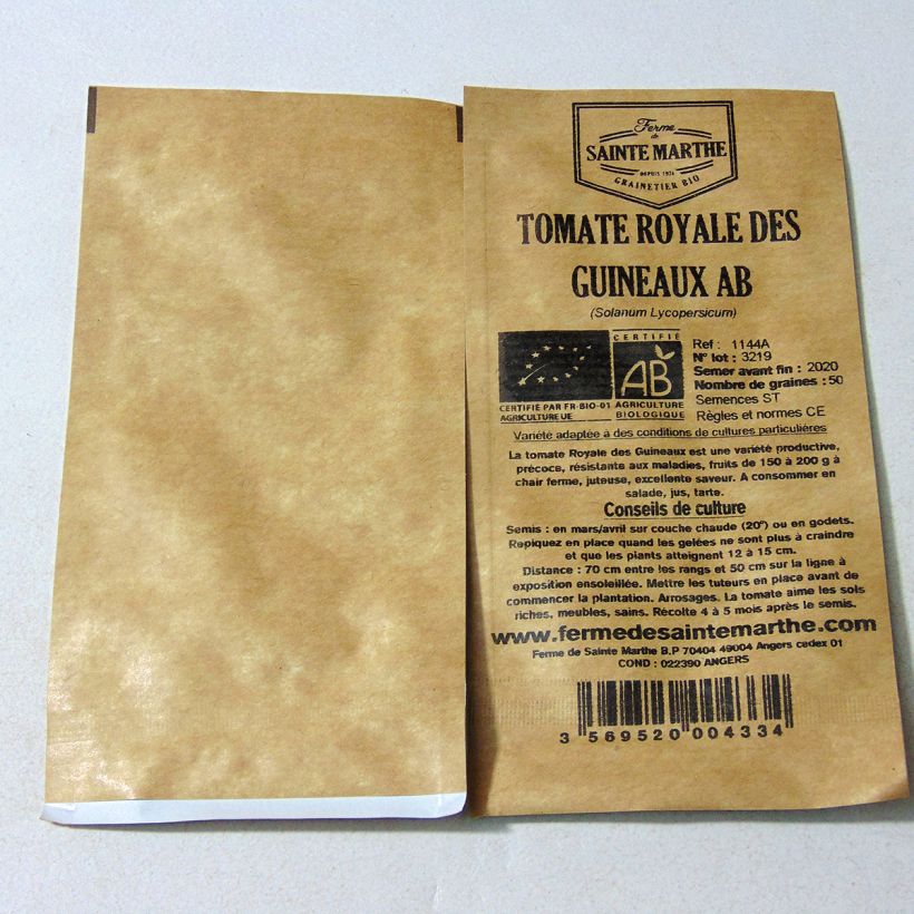 Ejemplo de ejemplar de Tomate Royale des Guineaux saco de 50 semillas tal y como se entrega