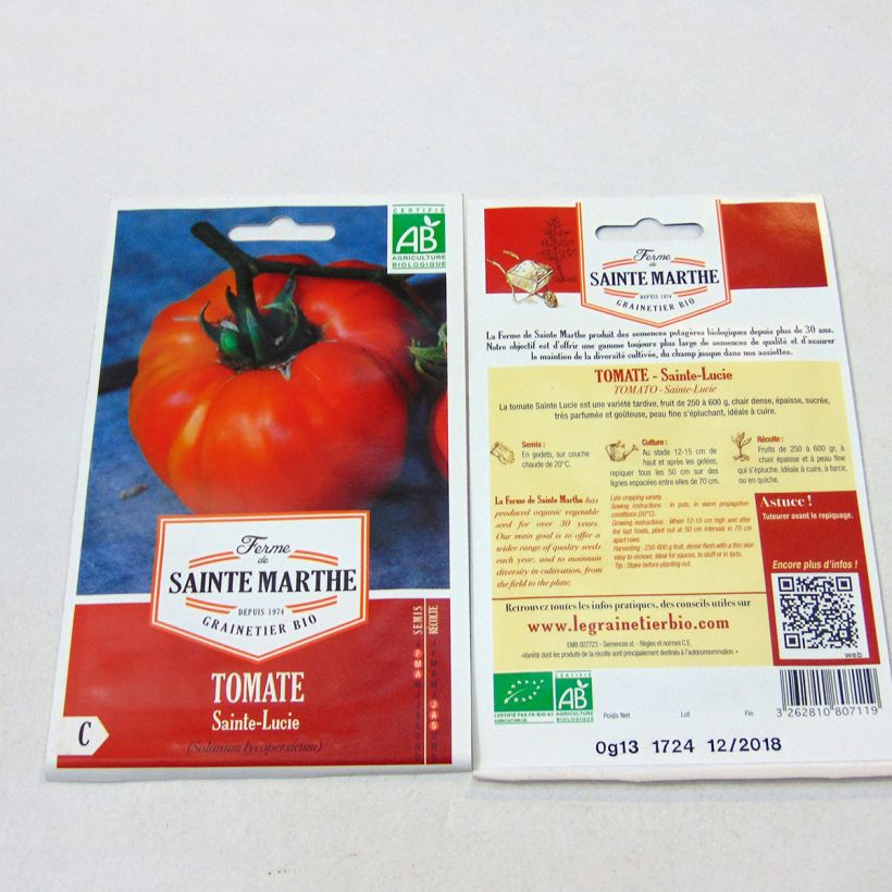 Ejemplo de ejemplar de Tomate Sainte Lucie saco de 50 semillas tal y como se entrega