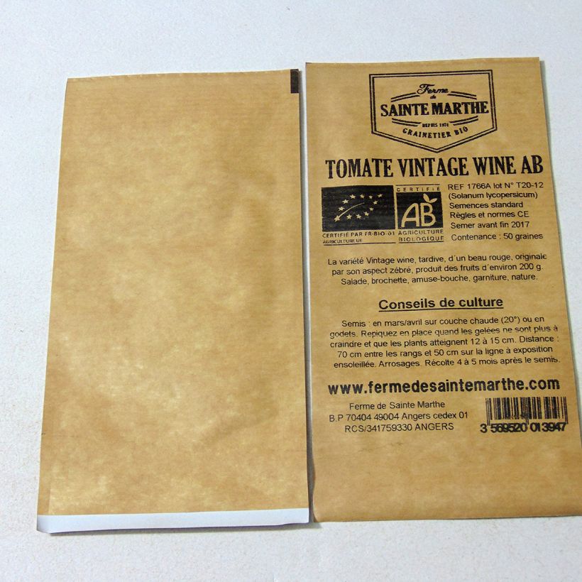 Ejemplo de ejemplar de Tomate Vintage wine saco de 50 semillas tal y como se entrega