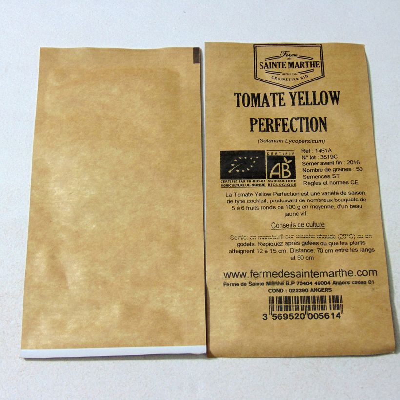 Ejemplo de ejemplar de Tomate Yellow Perfection saco de 50 semillas tal y como se entrega