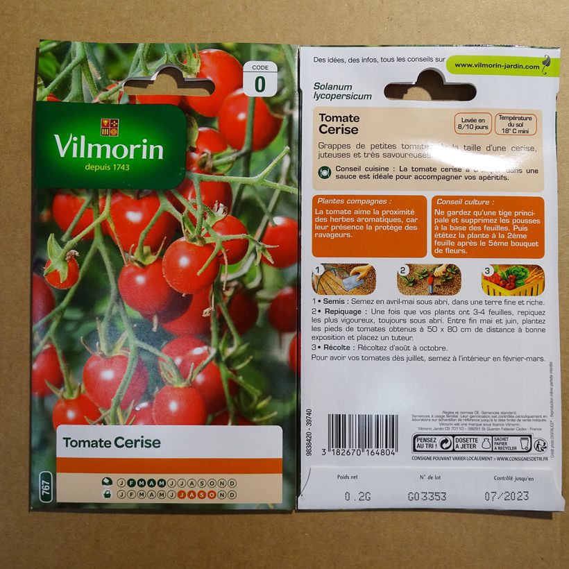 Ejemplo de ejemplar de Tomate cherri - Vilmorin saco de 60 semillas (0,2g) tal y como se entrega