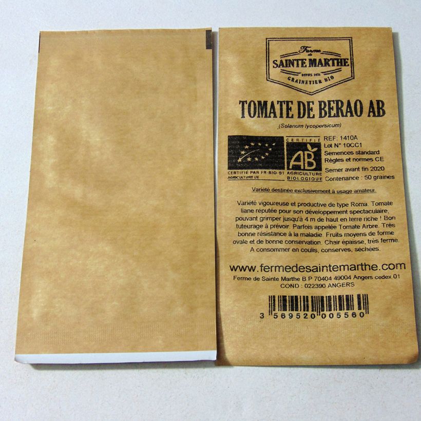 Ejemplo de ejemplar de Tomate de Berao saco de 50 semillas tal y como se entrega