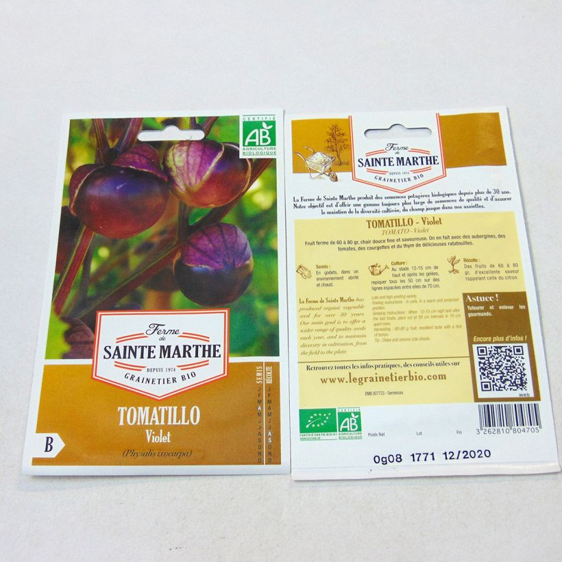 Ejemplo de ejemplar de Fisalis Violet Bio - Ferme de Sainte Marthe saco de 30 semillas tal y como se entrega
