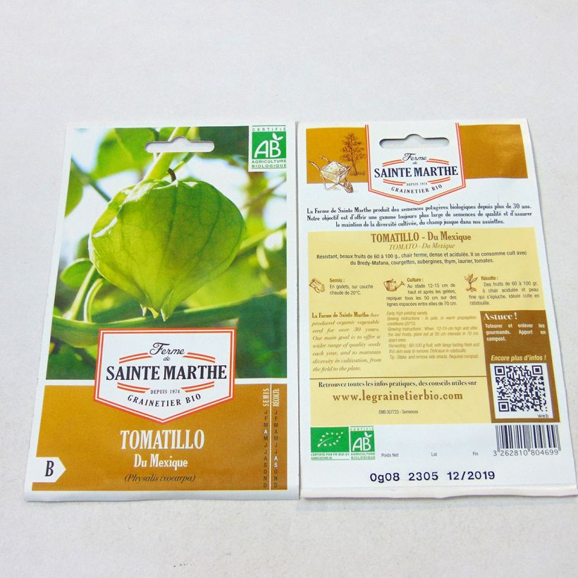 Ejemplo de ejemplar de Tomate verde Bio - Ferme de Sainte Marthe saco de 50 semillas tal y como se entrega